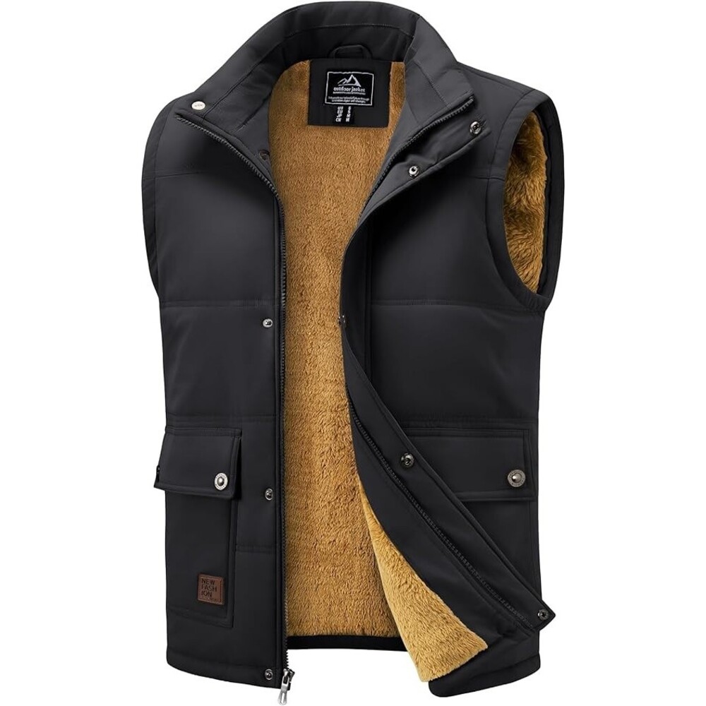 MAGCOMSEN Men's Winter Vest Outerwear Fleece Lined Outdoor Vest Warm Size L